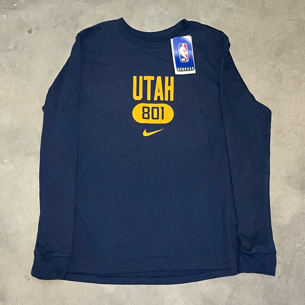 Women's NBA Nike Utah‎ Jazz 801 Dri-Fit Navy Blue Long Sleeve Shirt Size M NWT